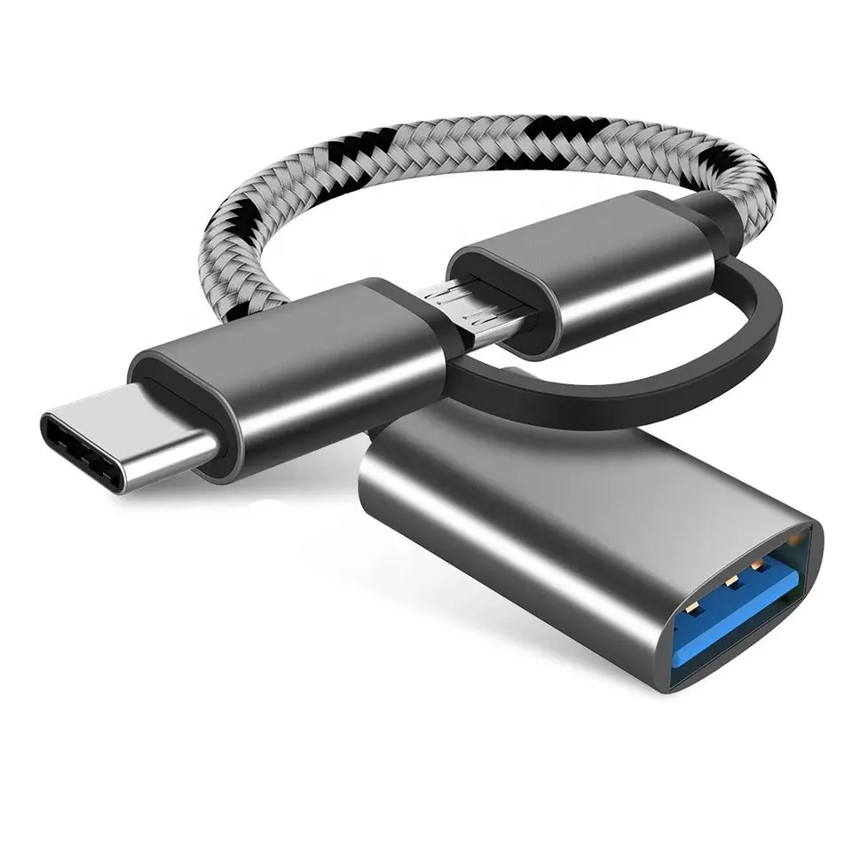 สายอะแดปเตอร์ Micro USB 3.0 2 In 1,สายแปลงข้อมูล USB USB-C OTG สำหรับ Samsung Xiaomi Huawei Google Pixel