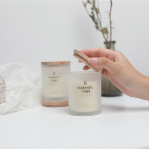 Pot en verre givré de haute qualité, décoration de la maison, esprit relax avec couvercle en bois, cire de plante, bougie d'aromathérapie - Product Image 5