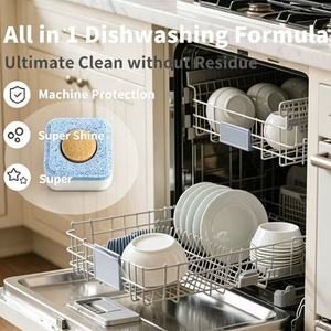 Tablettes et dosettes écologiques pour lave-vaisselle : Puissant dégraissant, rinçage impeccable, sans résidus, vaisselle brillante et éclatante - Product Image 5