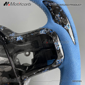 Volante de Fibra de Carbono Forjado Personalizado para Ford F-150 XL 4x4 Raptor R Tremor STX 2019-2025 con Empuñaduras de Gamuza Azul - Product Image 5