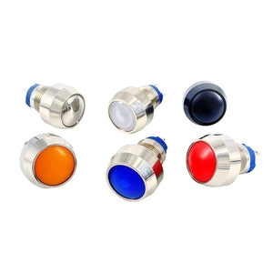 Interrupteur à bouton-poussoir métallique 12 mm, série 12-D, à verrouillage, tête ronde, petit format, marche/arrêt avec LED / non-illuminé - Product Image 1