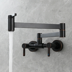 <span class=keywords><strong>Mitigeur</strong></span> de <span class=keywords><strong>cuisine</strong></span> pliant mural en laiton avec robinet de lavabo d'eau froide et chaude à trois interrupteurs - Product Image 2