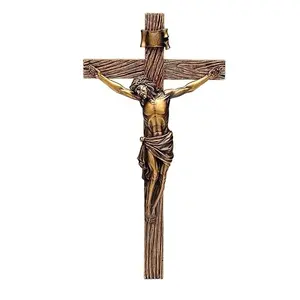 13 pollici Gesù Cristo Inchiodato al Crocifisso figurine di Bronzo Della Resina di Pietra Della Parete Decorativo Croce Crocifisso