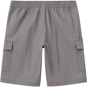 Shorts cargo pour hommes, taille élastique 9 pouces, cordon de serrage, gris uni, bermudas pour le travail, été, mélange de coton extensible, taille moyenne - Product Image 2
