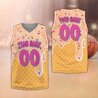 Maillot de basketball décontracté personnalisé à effet goutte d'eau, avec nom et logo sur mesure, séchage rapide, col en V, assorti pour la famille, cadeau pour les amateurs de basketball