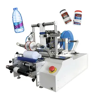 Semi-Auto Pequena Escala Única Água Mineral Vinho Xarope Tin Can Round Bottle Label Print Machine