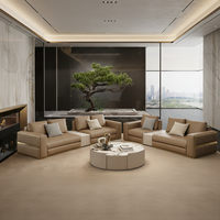 Ensemble de meubles de salon de villa de luxe moderne, canapé en forme de C, table basse, armoire, solution d'aménagement intérieur complète OEM
