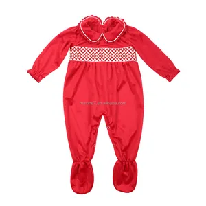 Kinderen Smokken Kleding Boetiek Kids Fluwelen Jumpsuit Pyjama Baby Smocked Rompertjes Groothandel