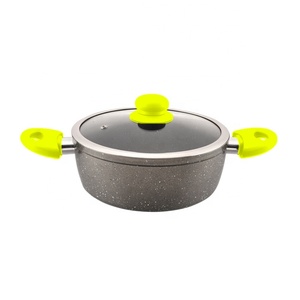 Casserole à soupe en <span class=keywords><strong>aluminium</strong></span> forgé de <span class=keywords><strong>40</strong></span> <span class=keywords><strong>cm</strong></span> avec revêtement en granit avec poignée froide en bakélite et couvercle en verre pour la maison et le restaurant - Product Image 2