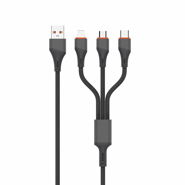 1.2M 5V/4.2A 3In1 Cable  Micro USB Type-C Sync Charger Fast Charging 1.2m Data Cable for Mobile Phones Power Banks Smart