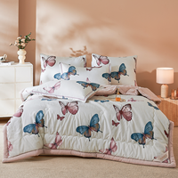 [SL ALL] Ensemble de couette lavable 6 pièces de qualité classique et moderne, motif floral imprimé réactif, 100 % fibre de polyester, écologique