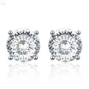 Orecchini a perno di lusso in Argento Sterling 925 con Moissanite taglio russo portoghese a <span class=keywords><strong>100</strong></span> sfaccettature, colore D, VVS, da 1ct e 2ct - Product Image 5