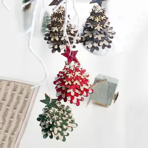 Скандинавская креативная деревянная новогодняя елка подвесные украшения уникальные рождественские деревянные поделки
