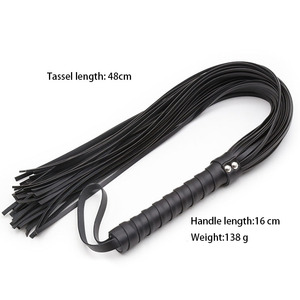 Látigo BDSM, juguetes eróticos para adultos, látigo de atmósfera ambigua, paleta tejida a mano de cuero negro - Product Image 2