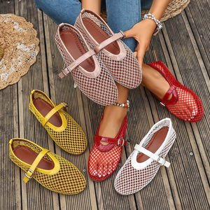 Scarpe Basse da Donna Comode con Punta Chiusa, Design a Rete, Taglie Forti, Suola Morbida, Traspiranti, in Mesh, Estive, Scavate, Stile Mary Jane - Product Image 5