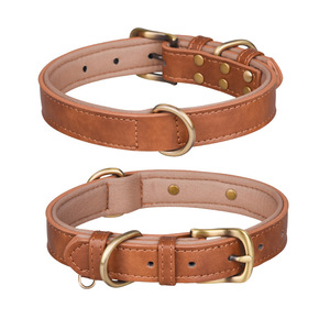 Nuevo <span class=keywords><strong>Collar</strong></span> de Perro Ajustable de Cuero Italiano Genuino, Moderno, Sólido, Liso y Duradero - Product Image 2