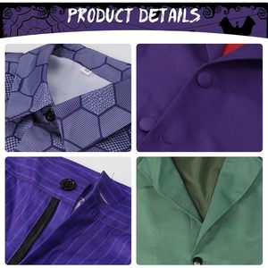 Disfraz de Joker SINSEN para Niños, 7 Piezas, Chaleco Morado y Verde, Traje, Abrigo, Pantalones, Camisa, Corbata, Guantes, Disfraz de Halloween para Niños y Niñas - Product Image 4
