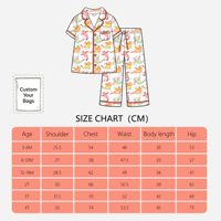 Kids Lapel Trim Piping Pajama Set, Short Sleeve Top & Long Pants Bali Yarn Sleepwear, Breathable Casual Children Home Wear