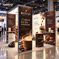Stand d'exposition modulaire 3x3 6x6 avec éclairage, présentoir en tissu tendu et étagères de vente au détail pour salon professionnel
