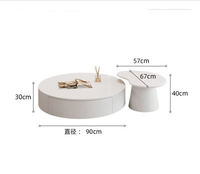 Table basse ronde en bois blanc de style nordique avec console TV pour hôtel et salon