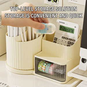 <b>Plastic</b> Desk Organizer with Transparent <b>Drawer</b> Multifunctional <b>Storage</b> Box for Office Supplies and Stationery - Product Image 5
