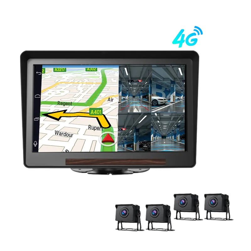 4G 10 אינץ אנדרואיד מערכת 4 מצלמות GPS ניווט משאית מצלמה <span class=keywords><strong>DVR</strong></span> תמיכה אישית