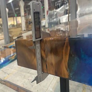 Venta caliente Logo de soporte Cena de madera de nogal Clear <span class=keywords><strong>River</strong></span> <span class=keywords><strong>Blue</strong></span> Ocean Island Bar Comedor Café Mesa de resina epoxi - Product Image 2
