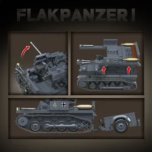 Flakpanzer I seconde guerre mondiale 100299 modèle militaire réservoir blocs de construction briques jouets éducation avec <span class=keywords><strong>3</strong></span> Mini Action cadeaux de noël - Product Image 6