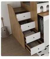 Modernes Minimalistisches Eichenholz-Kleiderschrank-Bett Design Queen-Size Platzsparendes Schlafzimmermöbel Einzel-Hochbett mit Schublade