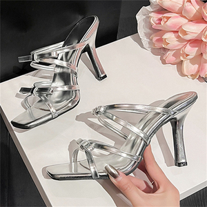 2025 Women's Open <b>Toe</b> Stilettos Sexy Gold Silver Sandals High Heels Anti-Slippery Pumps Shoes for Party Summer Fashion - Product Image 2