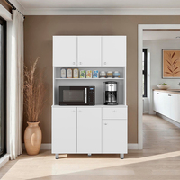 Meuble de cuisine moderne à LED, armoire de rangement autoportante avec tiroirs et étagères, rangement pour garde-manger