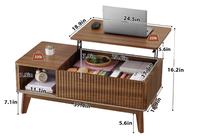 Table basse à plateau relevable cannelé avec rangement, best-seller, table basse moderne pour salon, bureau à domicile