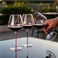 Ensemble de verres à vin en cristal bordeaux, gobelets à vin faits à la main avec pied coloré, verres à vin rouge à large bouche pour Pinot Noir