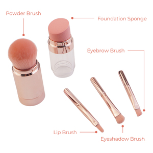 2023 Offre Spéciale ensemble de pinceaux de maquillage 5 en <span class=keywords><strong>1</strong></span>, ensemble de pinceaux de maquillage portables de voyage pour fond de teint, Blush, ombre à paupières, rouge à lèvres, sourcils - Product Image 4