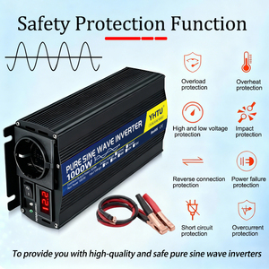 Inversor Monofásico de Alta Eficiencia YHTU de 1000 W, 12 V/24 V/220 V, para Uso Doméstico y en Automóviles, con Enchufe <span class=keywords><strong>Europeo</strong></span>, Onda Sinusoidal Pura - Product Image 2