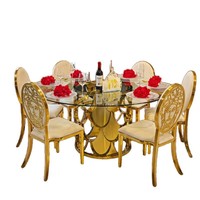Table à manger carrée de luxe en acier inoxydable avec plateau en verre, personnalisable, pour restaurant - Fabricant direct de Foshan