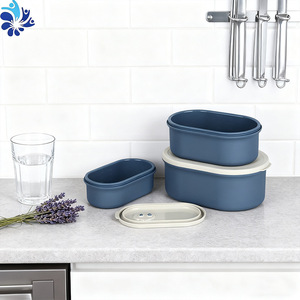 Silicone Food Storage Container Round Seal Lid <b>Microwave</b> Safe Office Lunch Box 1500ml 900ml 400ml <b>Set</b> - Product Image 5