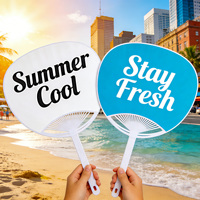 Éventails en plastique personnalisés. Impression couleur HD recto-verso. Cadeau promotionnel d'été léger et durable. Logo et code QR imprimables.