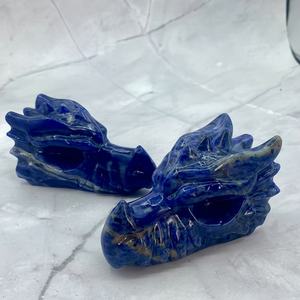Wholesale Eco-Friendly Natural Healing Crystal Blue Sodalite Dragon Head <b>Skull</b> Carving with Irregular Shape for Home Decoration - Product Image 2