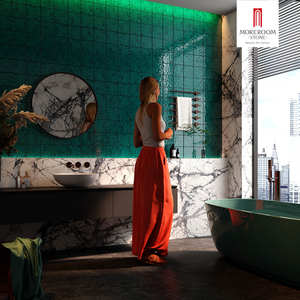 Carreaux artisanaux à surface <span class=keywords><strong>ondul</strong></span>ée, carreaux moulés à la main de couleur verte pour un style moderne, pour véranda et mur de salle de bain - Product Image 3