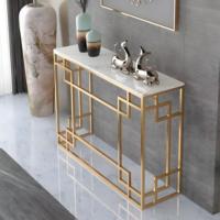 Meubles de luxe d'usine pour salon, table console en marbre, tables d'entrée modernes avec rangement en métal