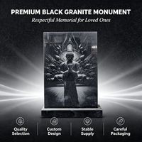Pierres tombales en granit noir à motifs sur mesure, monuments, marqueurs de tombes avec design moderne pour cimetière, fournisseurs chinois