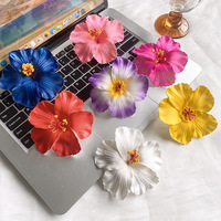 Accessoires de Tête Nuptiaux en Mousse pour Fête d'Été Hawaïenne, Pinces à Cheveux en Tissu Fleurs d'Hibiscus Tropical pour DIY Fleurs Artificielles