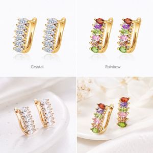 ต่างหูแฟชั่นผู้หญิง18K สีโรสโกลด์ชุบสีฟ้าแวววาวเครื่องประดับคอสตูม CZ ต่างหูสำหรับผู้ผลิตขายส่ง - Product Image 1