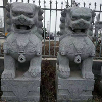 Gardien en argent chinois sculpté à la main Design classique extérieur pierre marbre Foo Fu chien Lions Statues Sculpture