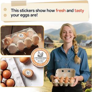 Lot d'autocollants pour œufs frais de la ferme, comprenant des cartes d'instructions, autocollants ronds non lavés pour œufs fraîchement pondus, autocollants rectangulaires pour cartons - Product Image 6