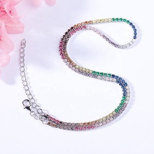 Gioielli di lusso Classico di Disegno Del Diamante 14K Oro Bianco Sterling Argento 925 Lungo <span class=keywords><strong>Arcobaleno</strong></span> Bracciale Tennis Per Le Donne - Product Image 3