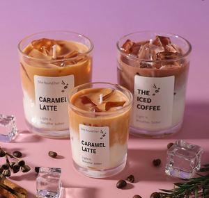Bougie parfumée artisanale au café latte dans un bocal en verre, parfum dessert pour la décoration de la maison - Product Image 2