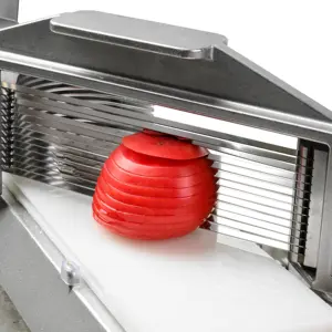 Paslanmaz çelik bıçak ile domates kesim makinesi ticari alüminyum manuel domates dilimleyici