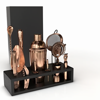 Ensemble de shaker à cocktail Highball Chaser 13 pièces, en acier inoxydable durable, couleur cuivre antique, kit de barman, capacité de 750 ml |